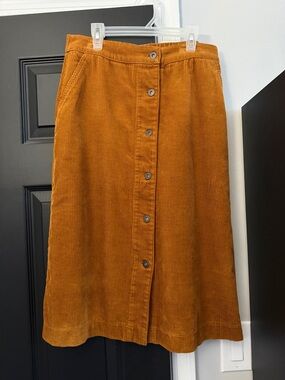 Uniqlo Rust Corduroy Button-Front A-Line Skirt